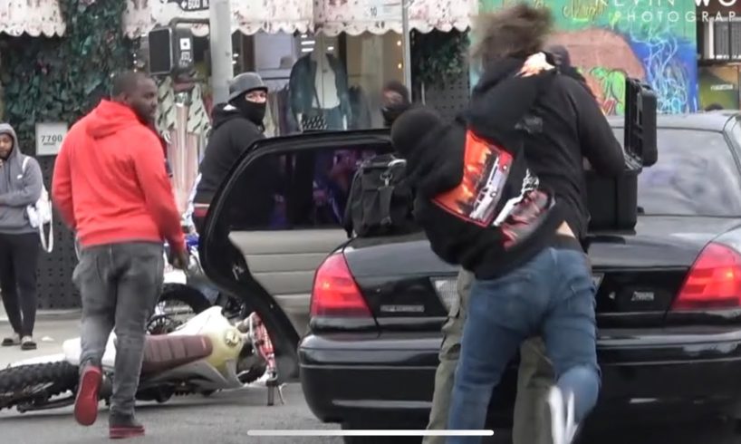 Crazy Bike Gang Fights & Chase Down Undercover Cop On Melrose !