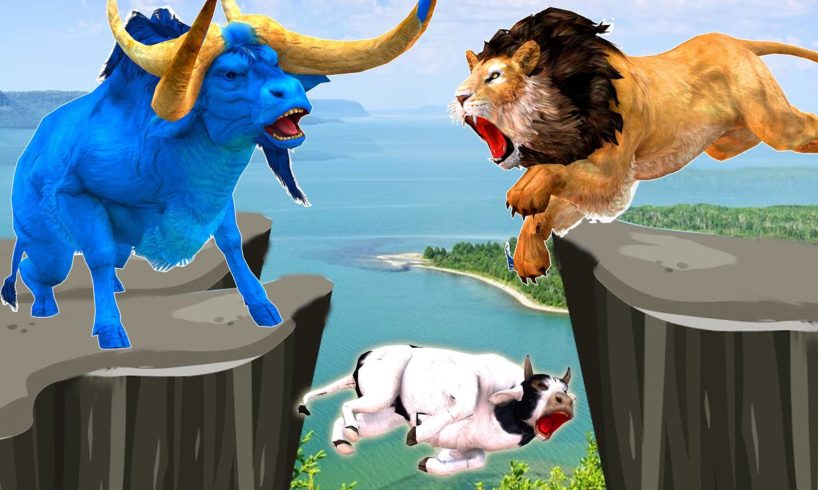 Giant Bulls vs Zombie Lions Animal Fight  Giant Bulls Transformation into Zombie Bulls