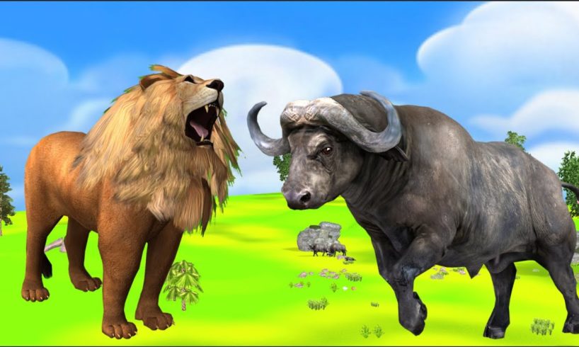 Lion Vs Buffalo Animal Fights Lion attack Buffalo Animal Epic Battle Cartoon Animal Revolt New Video