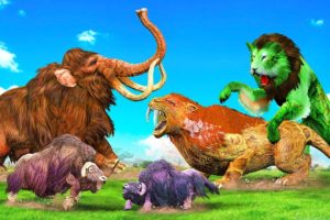 Zombie Saber Tooth Vs Zombie Lion Attack Buffalo Woolly Mammoth Elephant Animal Fight Epic Battle