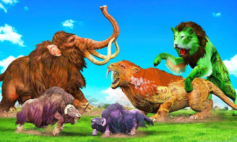Zombie Saber Tooth Vs Zombie Lion Attack Buffalo Woolly Mammoth Elephant Animal Fight Epic Battle