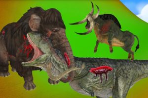 zombie mammoth vs dinosaur fight | animal battle fight | elephant story