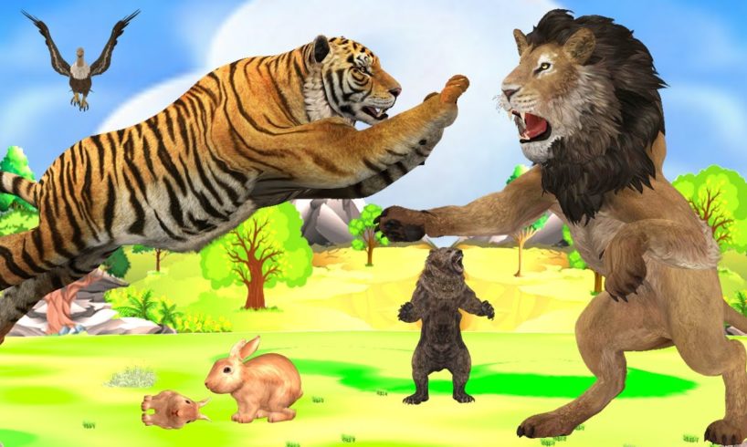 Lion VS Tiger - Who will win in a fight ? 3d Animal Fights Videos  Wild Animal Epic Battle