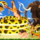 Giant Mammoth vs Giant Snake Biggest Animal Fight Buffalo Save From Camel By Giant Snake Fight