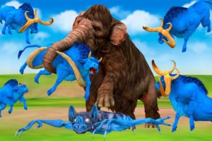 Woolly Mammoth Elephant vs Zombie Bulls Animal Fight | Big Bulls Transformation into Zombie Bulls