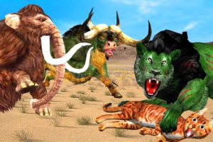 Zombie Lion Vs Mammoth Elephant Rhino Buffalo Cat Maze Animal Fight Mammoth Animal Epic Battle Video