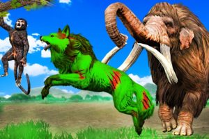 Zombie Wolf vs Woolly Mammoth Fight Funny Monkey Saved By Mammoth Elephant Giant Animal Fights Video