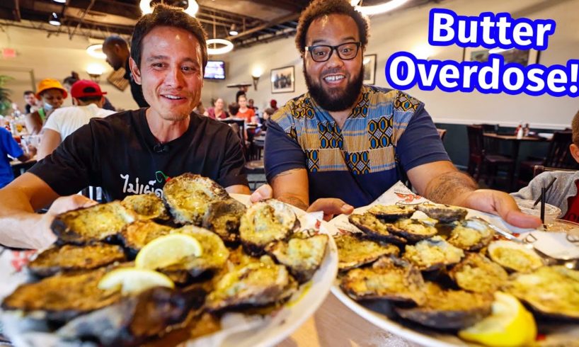 36 Giant Oysters - INSANE FIRE BUTTER BATH!! 🔥🦪  Best Food in New Orleans!!
