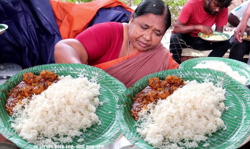 65 Years Old " Laxmamma " Famous Hyderabadi Street Vendor | 100 Rs/ Unlimited Rice with Mutton