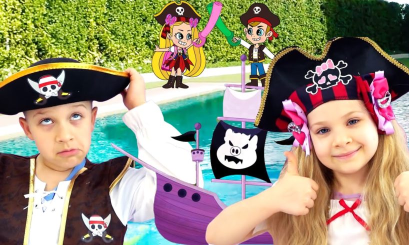 Diana and Roma DIY Boat Race! Rescued from Pirates by New Friend!