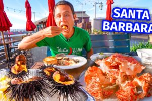 Golden URCHIN YOLK + Box Crab!! FOOD TOUR in Santa Barbara - California Coast!