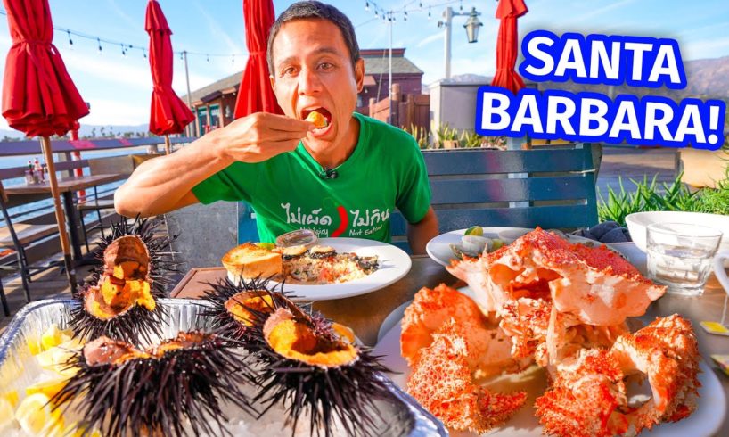 Golden URCHIN YOLK + Box Crab!! FOOD TOUR in Santa Barbara - California Coast!