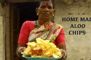 Homemade Crispy Potato Chips by Grandma | Easy Made Aloo Chips For Kids | Aloo Chips | Countryfoods