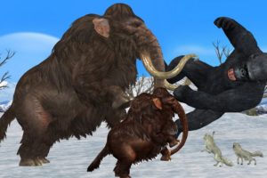 Mammoth VS Gorilla Animal Fights Gorilla attack Baby Mammoth Elephant saved by Woolly Mammoth Video