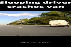 Man Sleeps While Driving Van And Crashes 😂 / scary close calls caught on camera