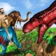 Red Dinosaur vs Blue Dinosaur Fight Baby Dinosaur Saved By Woolly Mammoth Animal Fights Videos