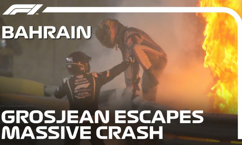 Romain Grosjean Walks Away From Dramatic, Fiery Crash | 2020 Bahrain Grand Prix