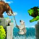 Woolly Bear vs Zombie Lion Fight Bear Saved By Woolly Mammoth Bear Rescue Giant Animal Fights Video