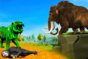 Woolly Elephant vs Zombie Tiger Fight Monkey Saved By Mammoth Elephant Giant Animal Fights Videos