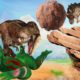 Zombie Gorilla vs Dinosaur Fight Cow Cartoon Saved By Woolly Mammoth Animal Fights Epic Battle Video