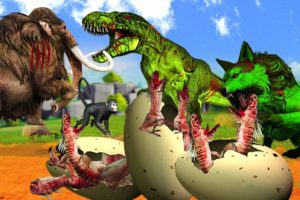 Zombie Wolf vs Zombie Dinosaur Fight Baby Monkey Saved By Woolly Elephant Giant Animal Fights Videos