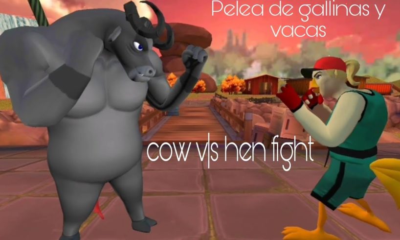 cow and hen fight game dangerous fight game animal fights Pelea de gallinas y vacas