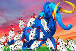 10 Bulls Vs Blue Zombie Mammoth Fights to Save Monster Dinosaur - Animal Fights Video