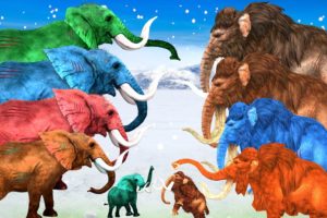 10 Zombie Mammoths Vs Elephants Fight on Snow To save Baby Woolly Mammoths Elephants