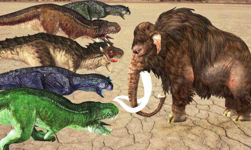 10 Zombie dinosaurs Vs 10 Zombie Woolly Mammoth Fight to save Baby Mammoth Animal Fights