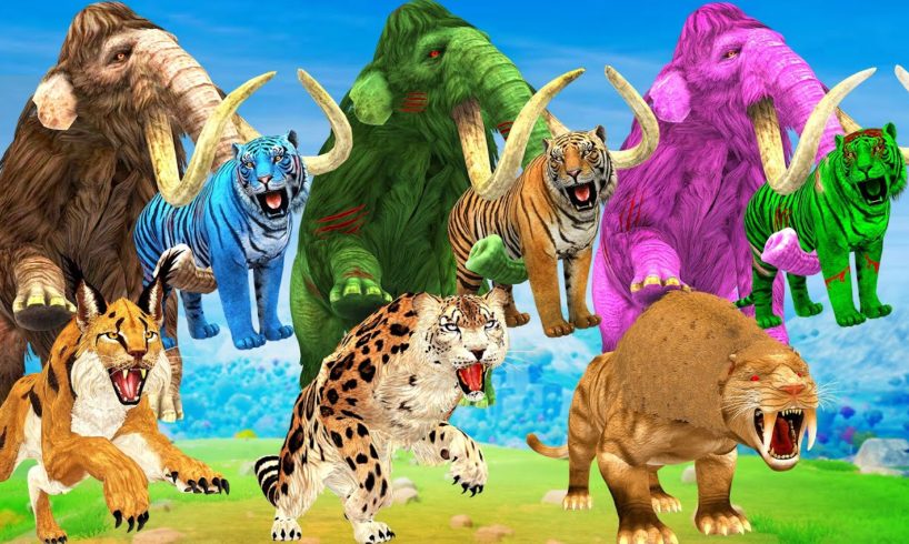 5 Zombie Mammoths vs Giant Tigers Fight Baby Elephant Saved By Woolly Mammoth Giant Elephants Fight