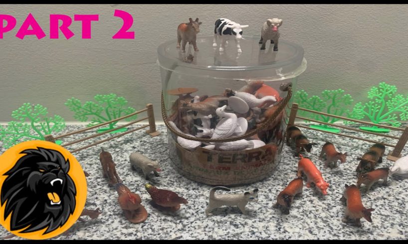 Bucket of Farm Animals Toys 👻 Part 2 Cow Pig Chicken Animal Toy Surprise Playing With Farming Pets