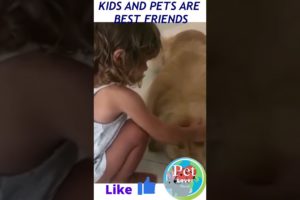 Cute animals |Kids and pets playing together |Kids and pets #15| #Shorts