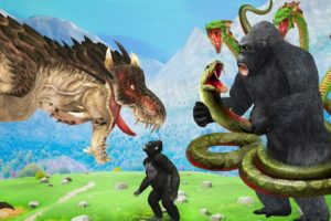 Dinosaur vs King Kong Fight Poor Baby Kong Saved By King Kong Giant Animal Fights Battle Videos