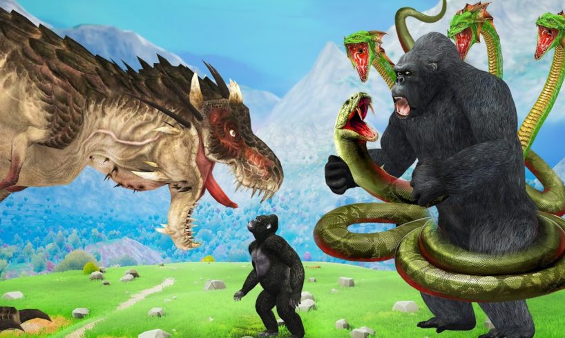 Dinosaur vs King Kong Fight Poor Baby Kong Saved By King Kong Giant Animal Fights Battle Videos