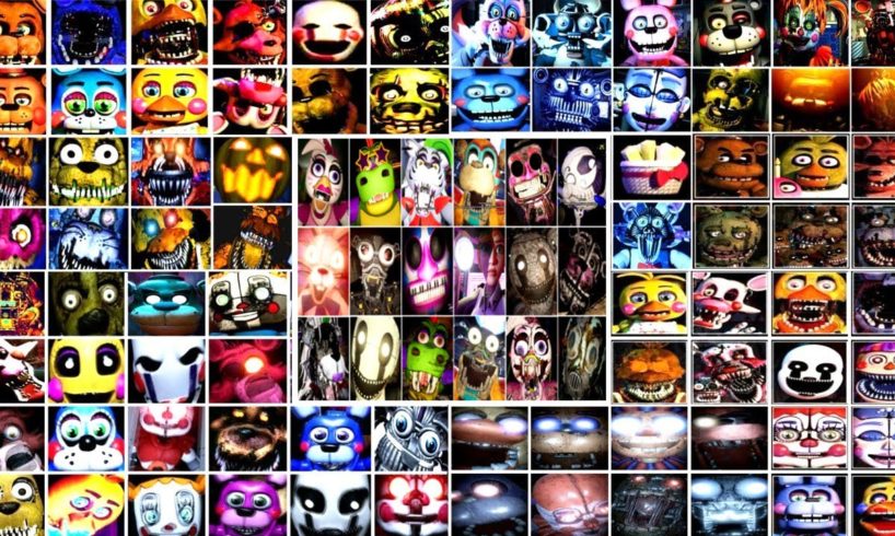 FNAF ALL JUMPSCARES FNAF SECURITY BREACH 1, 2, 3, 4, SL, 6, UCN, VR, COD, AR, SB