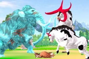 Giant Bulls vs Zombie Mammoth Fight Cartoon Cow Saved By Giant Bulls Giant Animal Fights Epic Battle