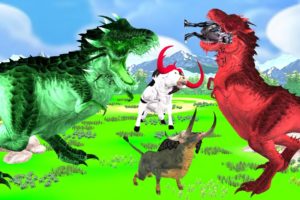 Green Dinosaur vs Red Dinosaur Fight Baby Dinosaur 3d Giant T-rex Animal Fights Animal epic Battle