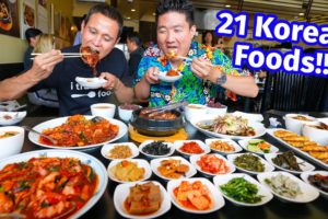 Huge KOREAN FOOD Tour!! 🌶️ SPICY SEAFOOD + Kimchi Noodles in Koreatown, LA!! [Part 1]