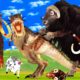 Monster Dinosaur vs Zombie Mammoth Animal Fights T-rex Chase Cartoon Cow Baby Elephant Mammoth Saved