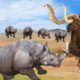 Mother Rhinoceros Vs Woolly Mammoth Fight to save Baby Rhinoceros - Animal Fights Videos