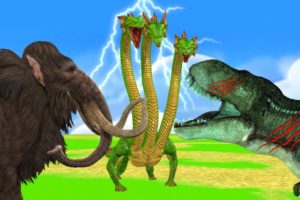 Zombie Dinosaur vs Dragon Woolly Mammoth Fight Baby Elephant Rescue Animal Fights Video