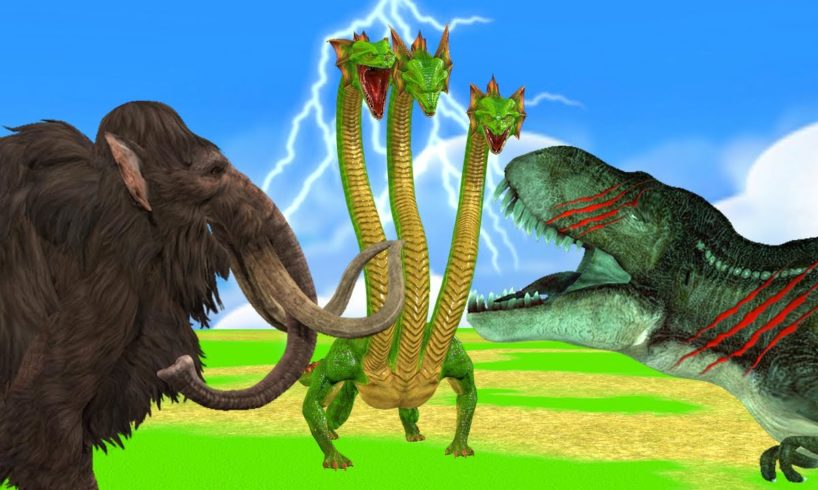 Zombie Dinosaur vs Dragon Woolly Mammoth Fight Baby Elephant Rescue Animal Fights Video