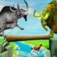 Zombie Mammoth Vs Giant Bulls Fight for Territory To Save Cows | Log Bridge Animal Crossing