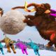 3 Zombie Mammoths Vs 3 Color Tigers Dinosaurs Fight on Mountains Woolly Mammoth Saves Wild Animals
