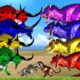 5 Colors Giant Bull Vs 5 Zombie Dinosaurs Fight Cow Cartoon Saved By 5 Colors Bull Animal Battle