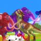 5 Zombie Dinosaurs vs 10 Zombie Mammoth Animal Fights Cartoon Cow Saved By Woolly Mammoth Elephant