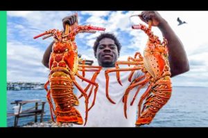 Bahamas MEGA-SIZED Lobster!! Carribean's Eye-Popping Seafood!!