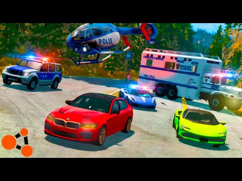 BeamNG Drive - Police Chase Racers #1 Ford Mustang & Dodge Charger