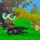 Giant Dinosaur vs Zombie Lion Wild Animal Fights Cartoon Cow Saved By Woolly Mammoth Elephant