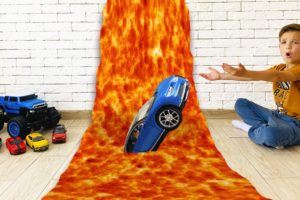 Mark rescues his kids cars from lava